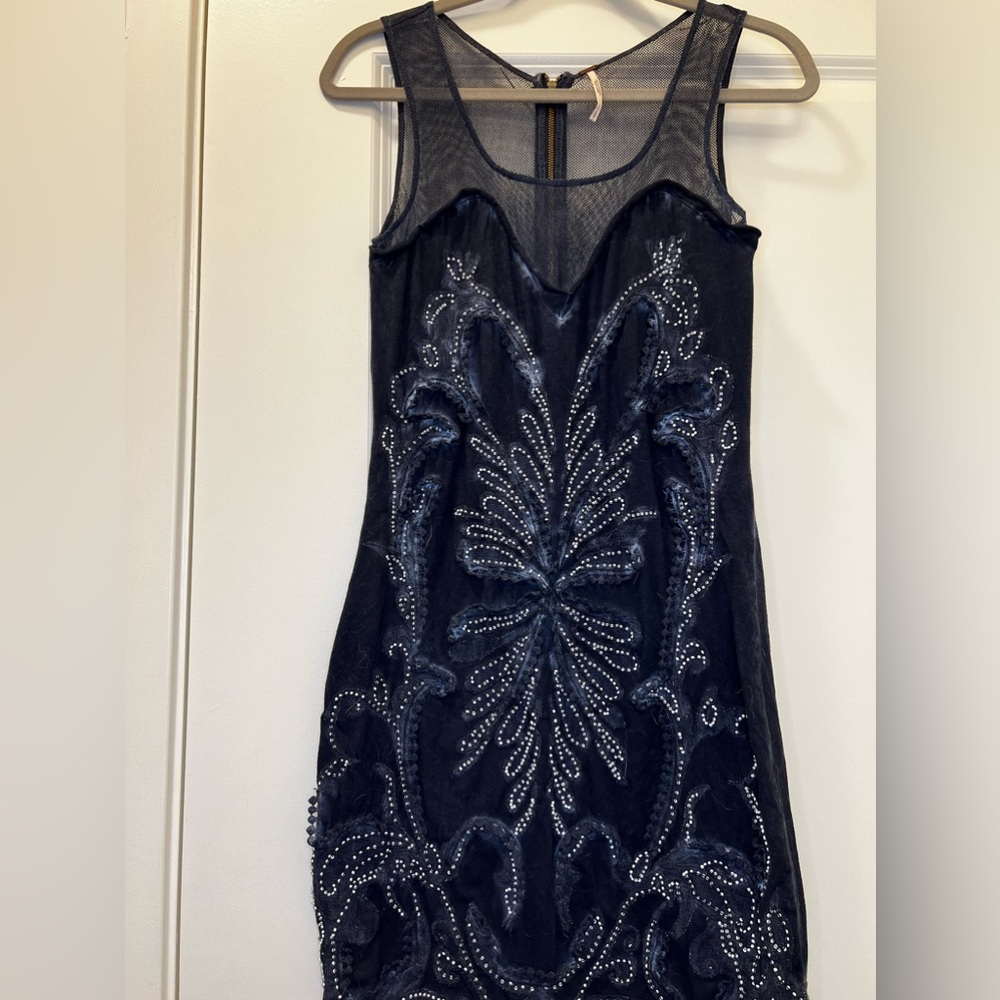Free People Ice Ice Baby Beaded Sapphire Blue Mesh
Beaded Mini Dress Size S